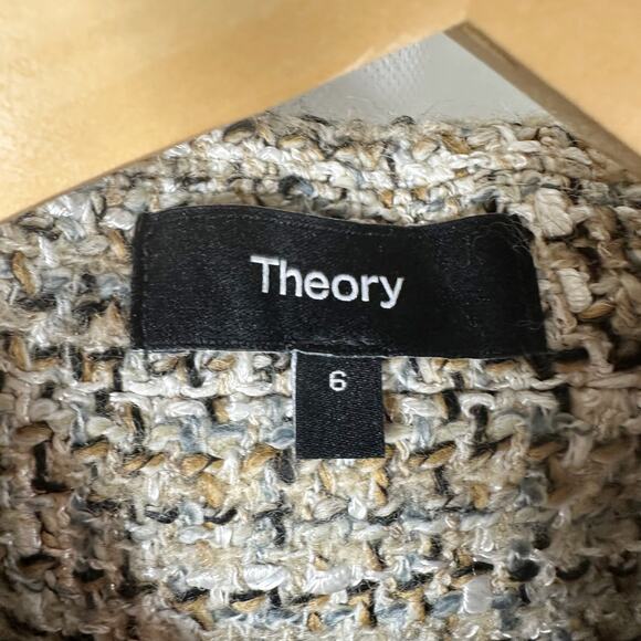 Theory Mixed Tweed Military Mini Dress Size 6 Wheat Multi - Picture 4 of 13